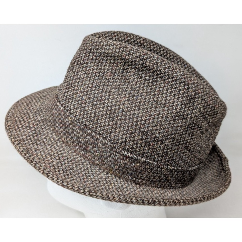 Vintage Wool Tweed Fedora Hat Cap Men's Size Medium 7 Rockabilly Made in USA 1/8